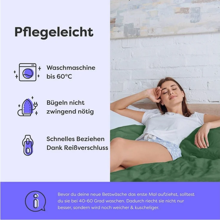 Wolkenfeld Kissenbezug Mikrofaser Kissenbezug - Allergiker Kopfkissenbezug - unfassbar weich, (1 Stück), Größe 80x80, 40x80 und 70x90 cm, versteckter Reißverschluss – Bild 3