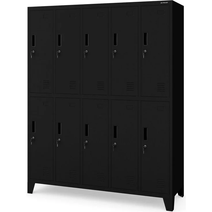 Jan Nowak Mehrzweckschrank Metall Kleiderspind 136 cm BARTEK 10 Fächer abschließbar Stahl (Stahl pulverbeschichtet PZH-zertifiziert) Garderobenschrank Schloss je Fach hoch robust 12 Farben PZH – Bild 1