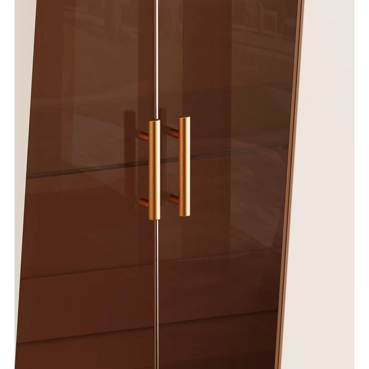 Vitrine 72 x 40 x 145 cm in Beige mit Glastür und mehrfarbiger LED-Beleuchtung – Bild 6