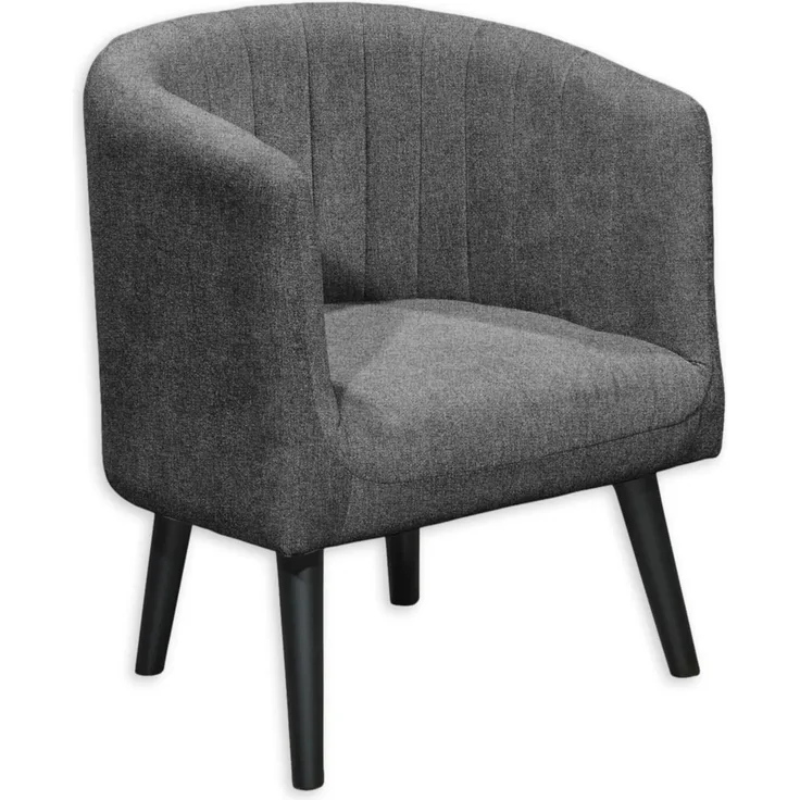 PAUL Loungesessel mit Armlehnen, Anthrazit - Moderner Wohnzimmer Fernsehsessel gepolstert mit schwarzen Massivholz Füßen - 61 x 82 x 58 cm (B/H/T)