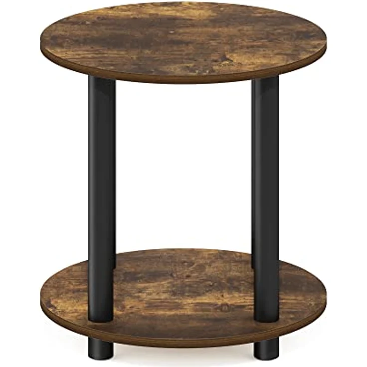 Furinno Turn-N-Tube 2-stufiger runder Beistelltisch aus Holz, Bernsteinkiefer – Bild 7