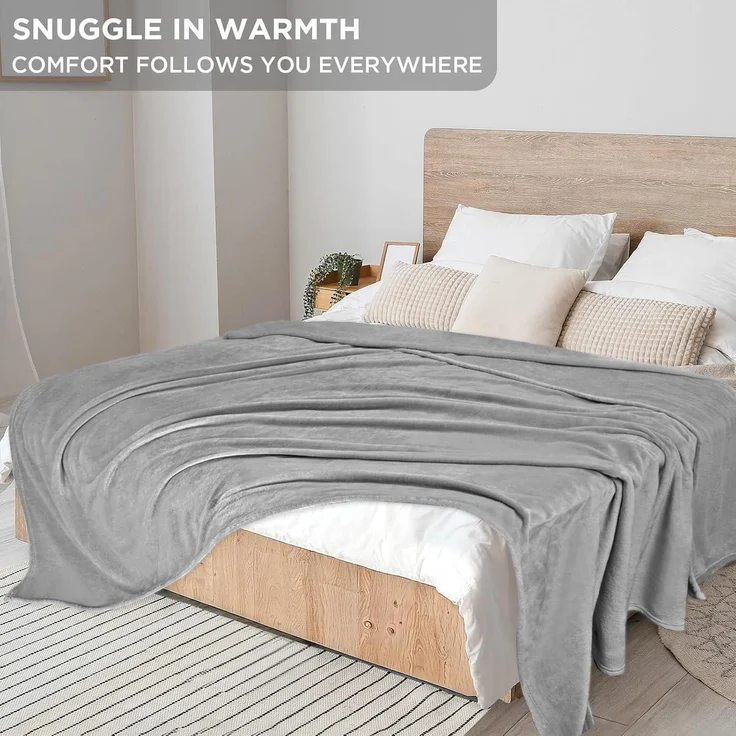 Fleecedecke Kuscheldecke antistatische 300GSM Hellgrau 150x200cm – Bild 7
