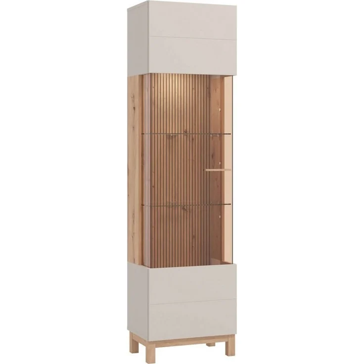 Home affaire Vitrine Essex Vitrinenschrank, Glasschrank, Standvitrine, Highboard 1 Tür, 4 Einlegeböden, 5 Fächer, Gesamtmaße (B/T/H): 51,5/35/191,5 cm – Bild 2