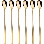 GRÄWE Latte Macchiato Löffel Set, Gold, 6-teilig, 22 cm - Lange Löffel für Cocktails & Desserts, Edelstahl, spülmaschinengeeignet