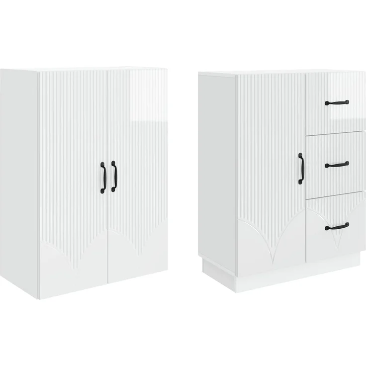 vidaXL Schrankset 2 pcs Hochglanz Weiß Holzwerkstoff 3416821 – Bild 3