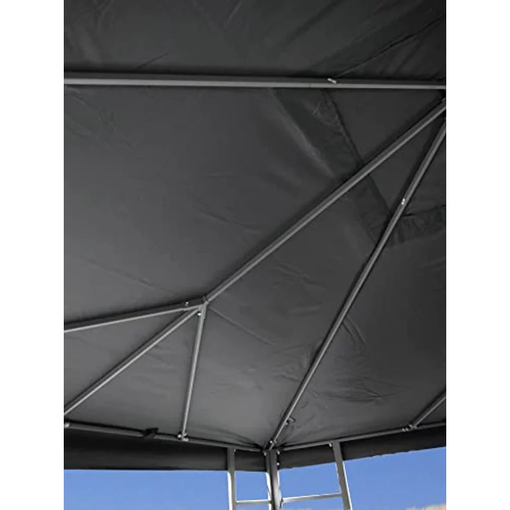 QUICK STAR Rank Pavillon 3x3m, Metall Garten Partyzelt mit anthrazitfarbenem Dach und verstärkten Dachstreben – Bild 5