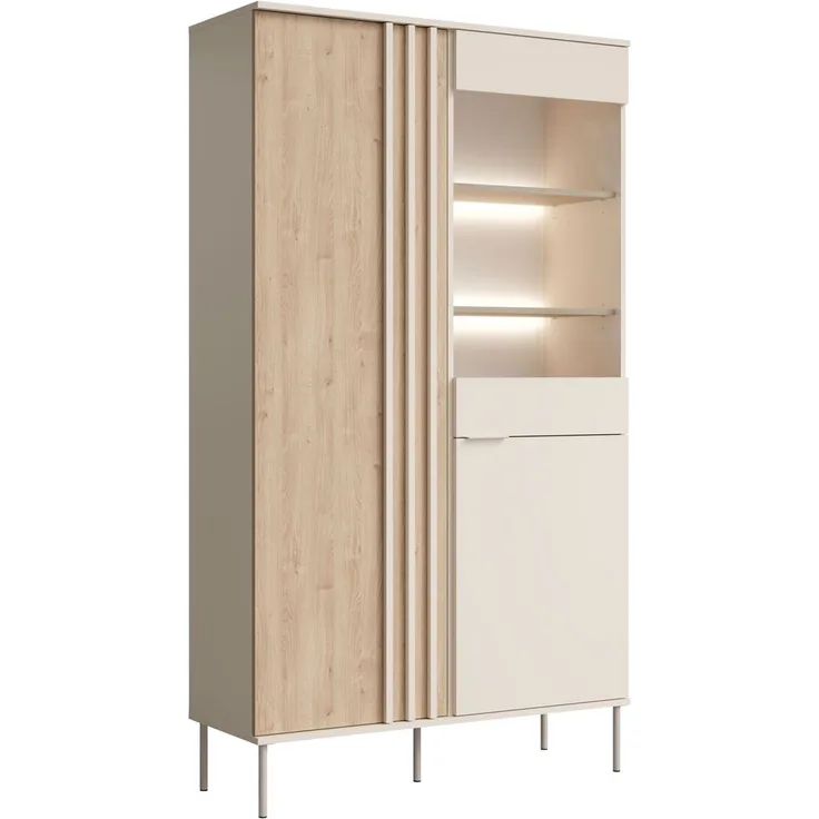 Vitrine Rodgau Vitrinenschrank 110x40x195cm 2-türig Ausführung braun