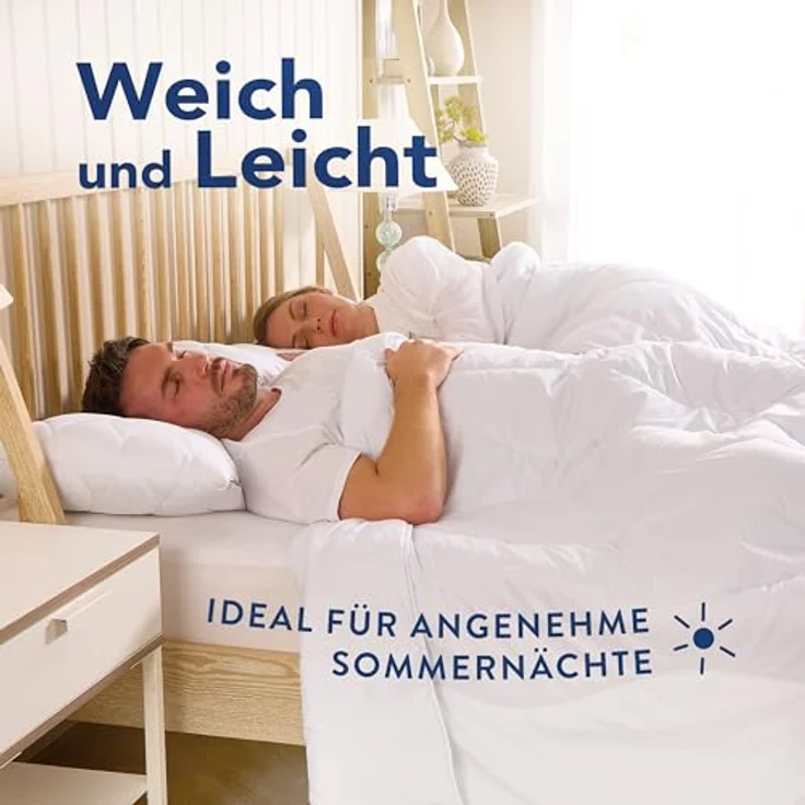 John Cotton New Way Bettdecke 155x220 - Leichte Steppdecke für Sommer | Weiche & Atmungsaktive Allergiker Sommerdecke | Oeko-Test Zertifiziert Decke | Sommerbettdecken | Dünne Decke 155x220 cm – Bild 3