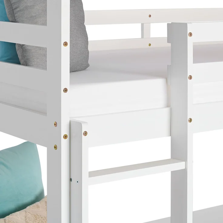 Homestyle4u Etagenbett mit 3 Liegeflächen, Kiefernholz weiß, 90x200 cm – Bild 9