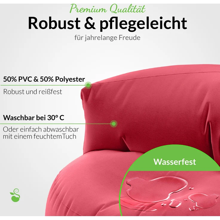 Green Bean® Sitzsack Sofa mit Füllmaterial - Lounge im Sitzsack-Design 90x50cm mit ergonomischer Rückenlehne & waschbarem Bezug - Indoor und Outdoor geeignet in Rot – Bild 5