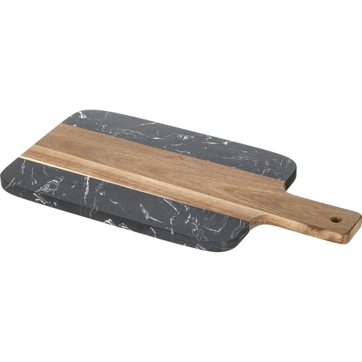 SCHÖNER WOHNEN-Kollektion Schneidebrett Atami, Akazienholz, Massivholz, (1-St), Küchenbrett mit Griff, massives Akazienholz und Marmor, Servierbrett – Bild 2