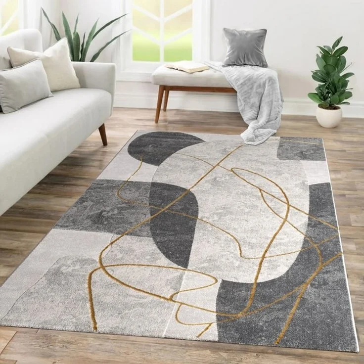 TT Home Teppich Tropana 703, rechteckig, Höhe: 15 mm, Wohnzimmer Kurzflor Geometrisches Design Regenbogen Floral Blätter – Bild 4