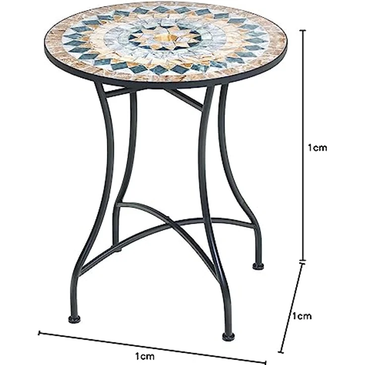 TrendLine Gartentisch Provence Mosaik 60 cm Tisch Beistelltisch Terrassentisch – Bild 4