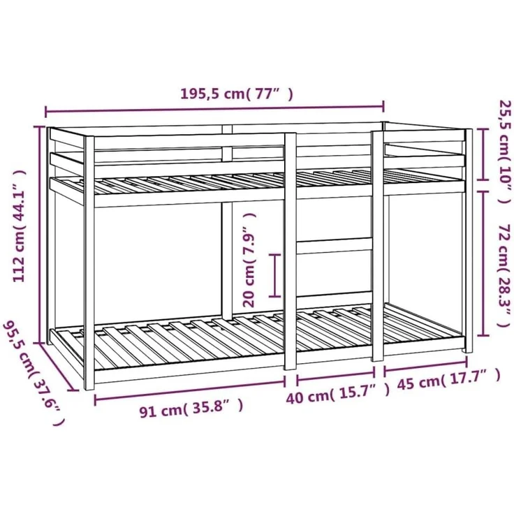vidaXL Etagenbett Weiß 90x190 cm Massivholz Kiefer 3206508 – Bild 5