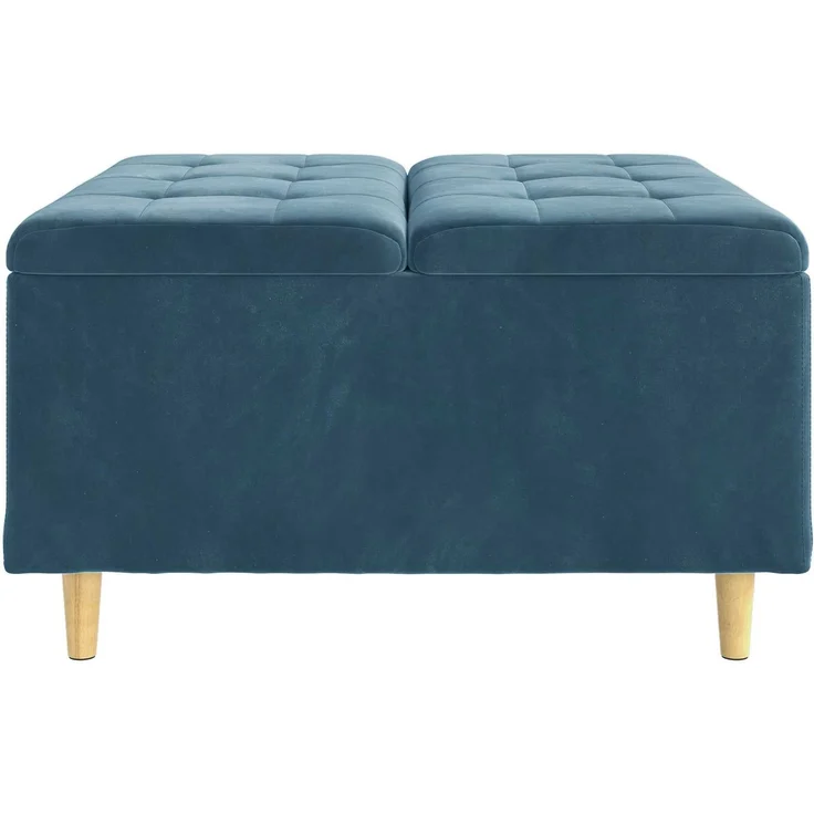 vidaXL Ottoman mit Stauraum Blau 80 x 80 x 45 cm Samt 876839 – Bild 5