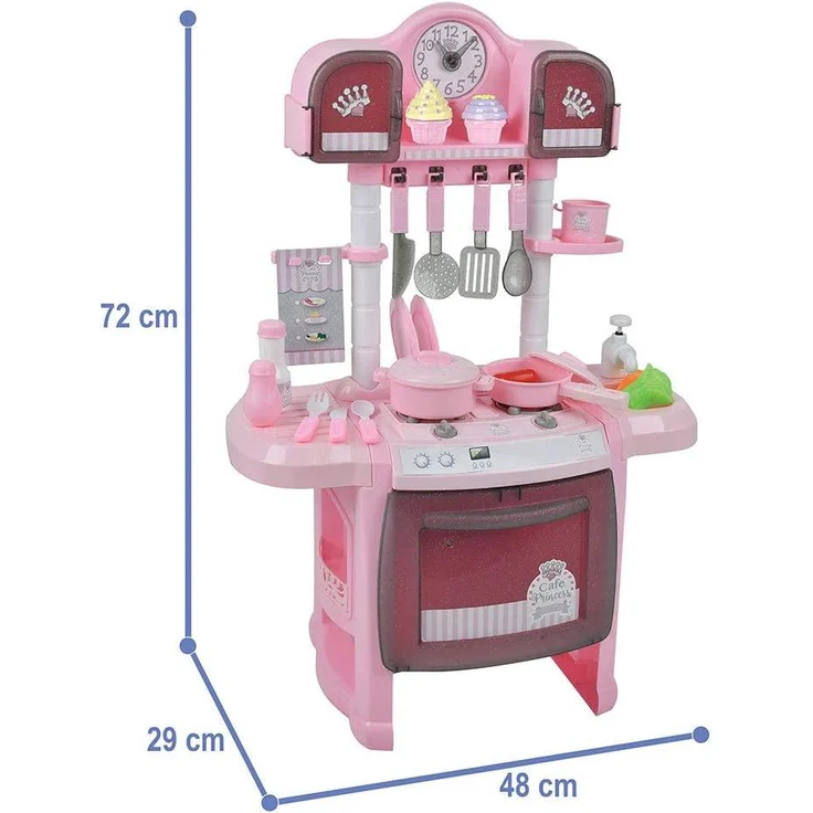 Hauck Spielküche Princess, inkl. 22teiliges Zubehör, 2 Herdplatten mit Licht und Sound, Wasserpump-Funktion am Spülbecken - Rosa – Bild 6
