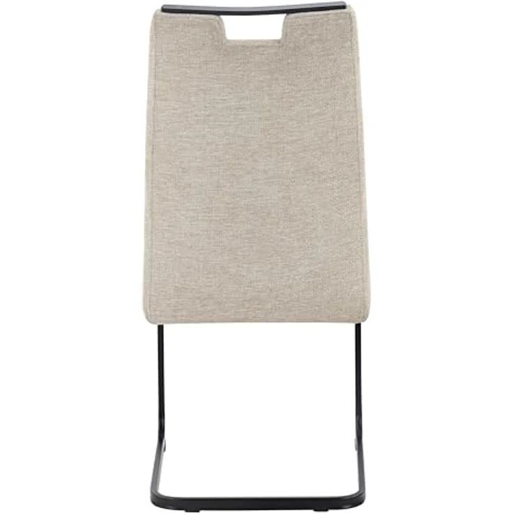 Hela Tische, 2er Set Esszimmerstuhl Freischwinger Kerstin, Bezug Webstoff Beige, Vierkantgestell + Griff Schwarz, Komfortsitz Federkorb, 140kg belastbar – Bild 7