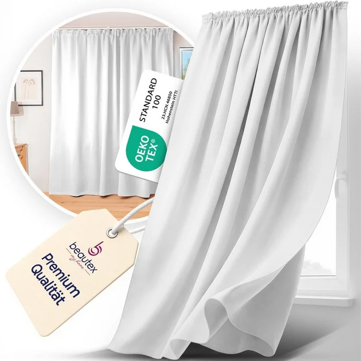 Beautex Verdunkelungsvorhang Verdunkelungsgardine Kräuselband Vorhang blickdicht abdunkelnd, Kräuselband (1 St), verdunkelnd – Bild 2