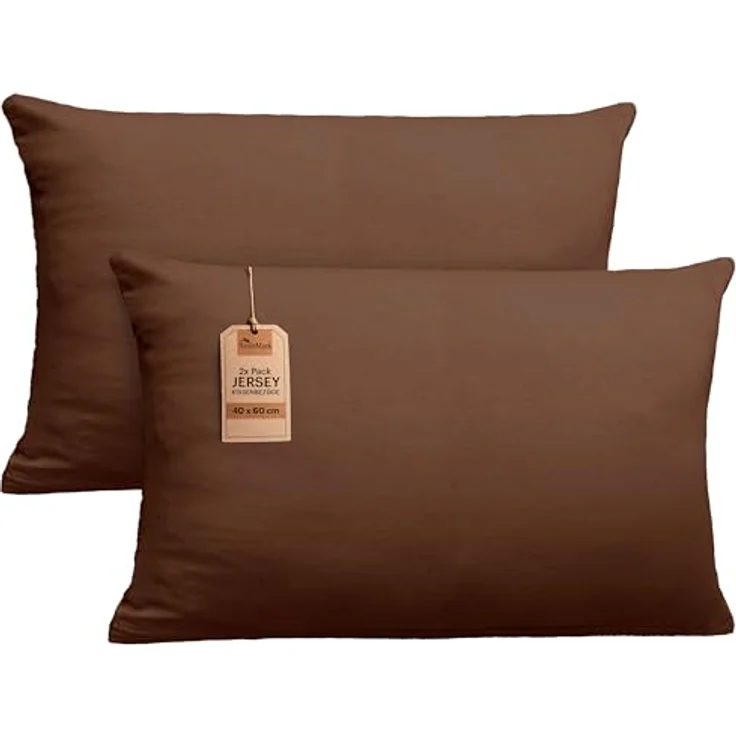 NatureMark 2er Pack Jersey Kissenbezug Kissenhülle Kissenbezüge Seitenschläferkissen Nackenkissen viele Größen und Farben ÖKO-TEX (40x60 cm (Nackenkissen geeignet), Schoko braun) – Bild 2