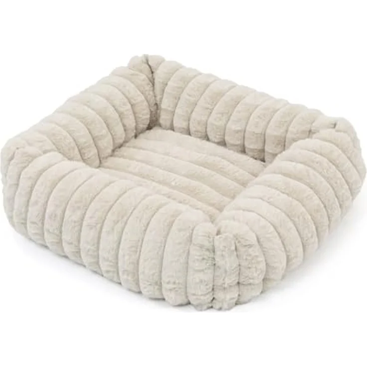 Wallace & Jones Tierbett Katzenbett Mary, edle Cordstoff-Optik, gepolsterte Seitenwände, sand, ca. 71 x 58 x 18 cm – Bild 5