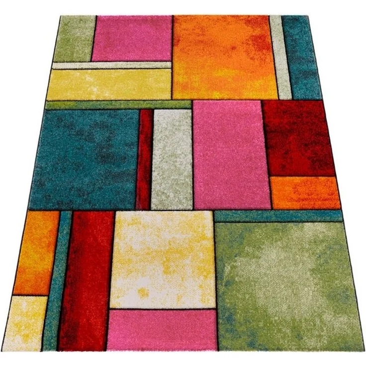 Paco Home Teppich Brilliance 661, rechteckig, Höhe: 18 mm, Kurzflor, modernes 3D-Patchwork Design – Bild 4