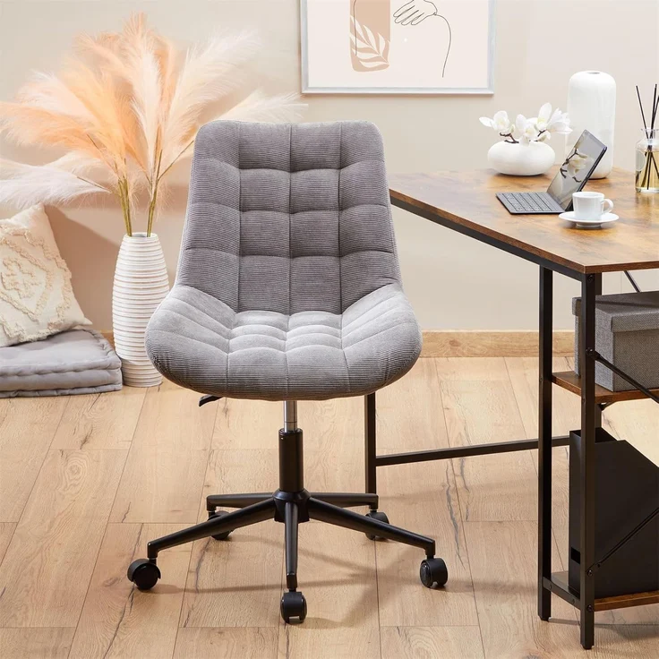 IDIMEX Drehstuhl VASILO, Drehstuhl Bürostuhl mit Stoffbezug 5 Doppelrollen und Metallgestell – Bild 2