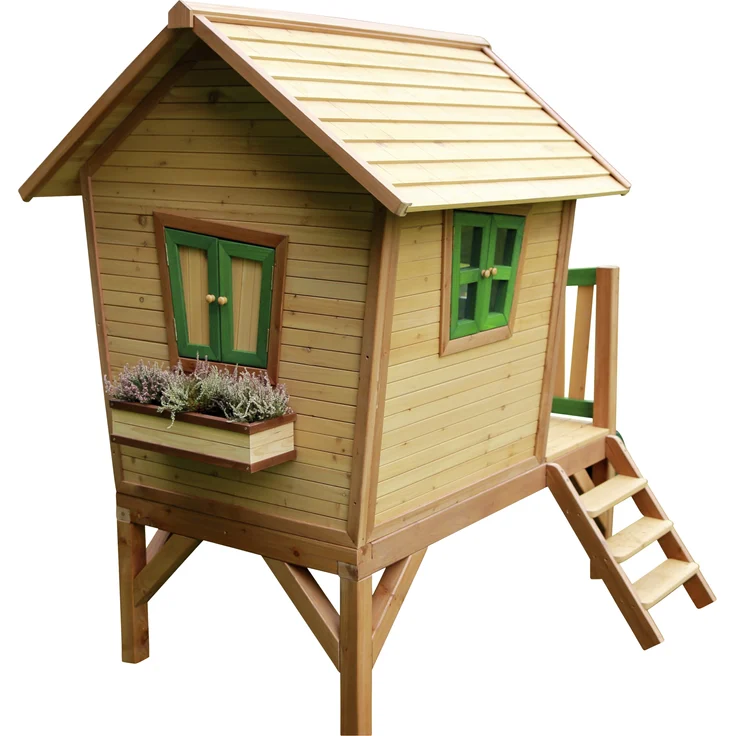 AXI Spielhaus Robin mit grauer Rutsche Stelzenhaus in Braun & Grün aus FSC Holz für Kinder | Braun, grün, grau | Holz | 177 cm – Bild 6