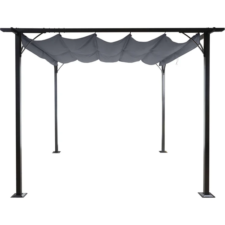 Pergola HWC-C42 mit Schiebedach, Stahl / Stoff, Grau, 3,5x3,5 m – Bild 6