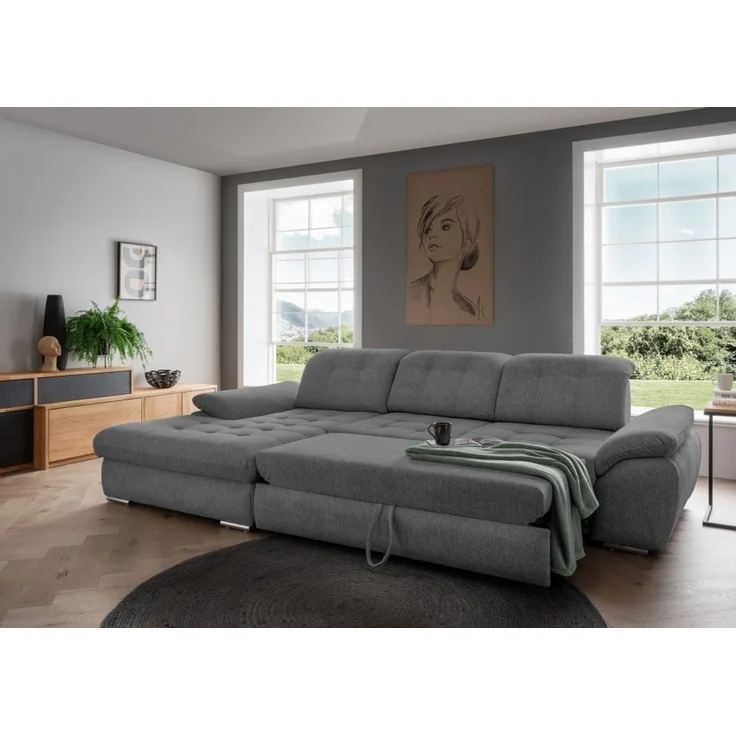 Benformato Sofa Rigatti: Komfortables Mikrofaser-Sofa mit Sitztiefenverstellung, verstellbaren Kopfstützen und Schlaffunktion - In zwei Farben wählbar – Bild 2