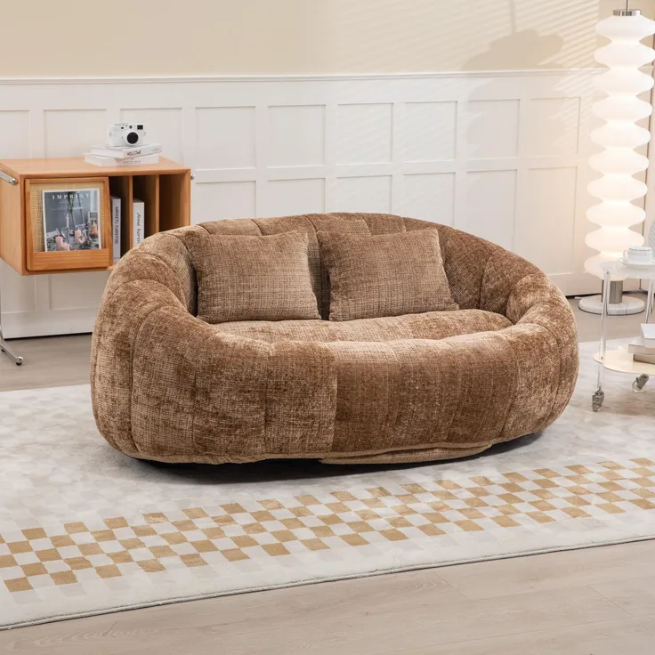 Ball & Cast Sitzsack, Durable Komfort Chenille Lazy Bag, Beanbag Chair mit 2 Kissen für Schlafzimmer, Büro, Kaffee, 2 Sitze