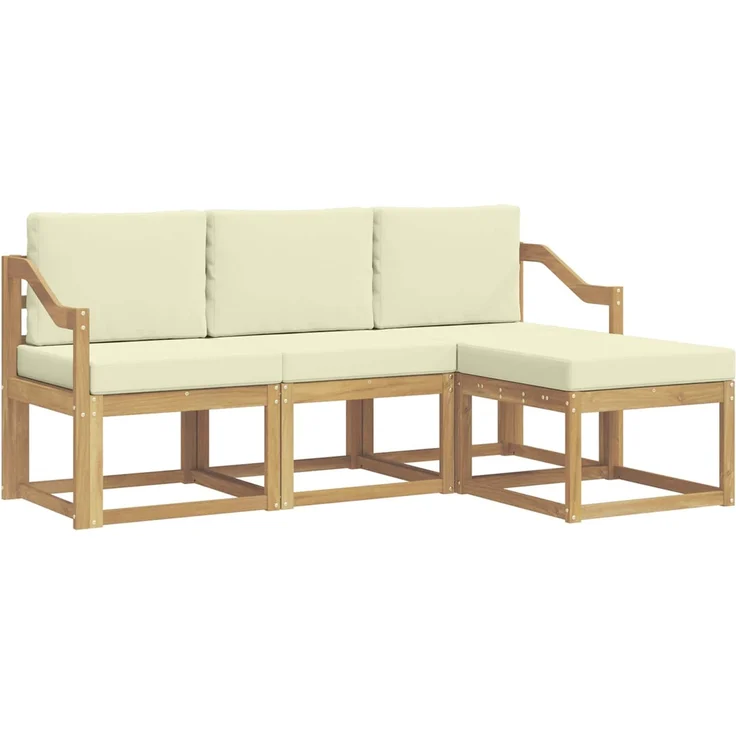vidaXL Outdoor-Sofagarnitur 4 stk. Weiß und Creme 3387469 – Bild 2