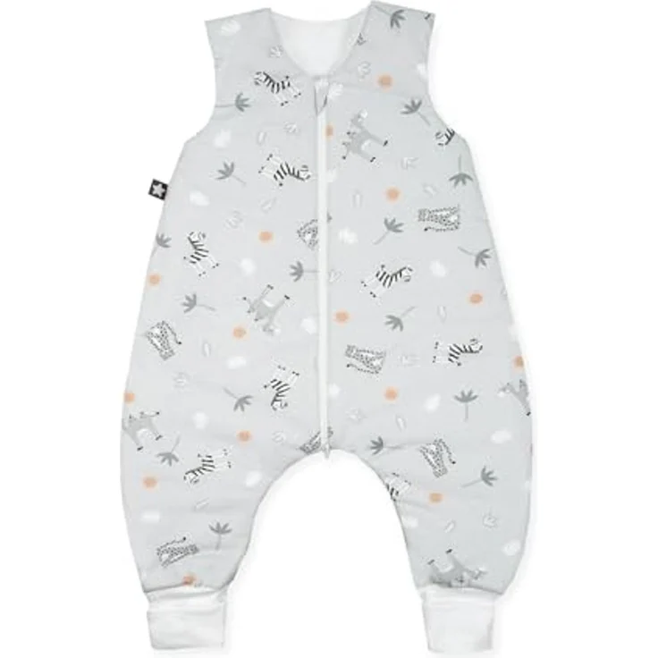 Julius Zöllner Schlafoverall Jumper Jersey, warme Füllung 2,5 TOG, waschbar bei 60°C, Made in Germany, Oeko TEX Standard 100, Savanne grau, Gr. 92 – Bild 1