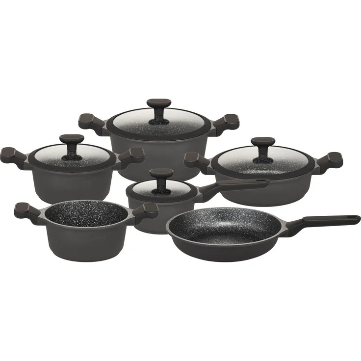 Hanseatic Topf-Set Black Edition, mit langlebiger VITAFLON® GRANIT Antihaft-Versiegelung, Aluminiumguss (Set, 10-tlg), Kochtopf-Set im modernen Design mit formschönen Soft-Touchgriffen – Bild 5