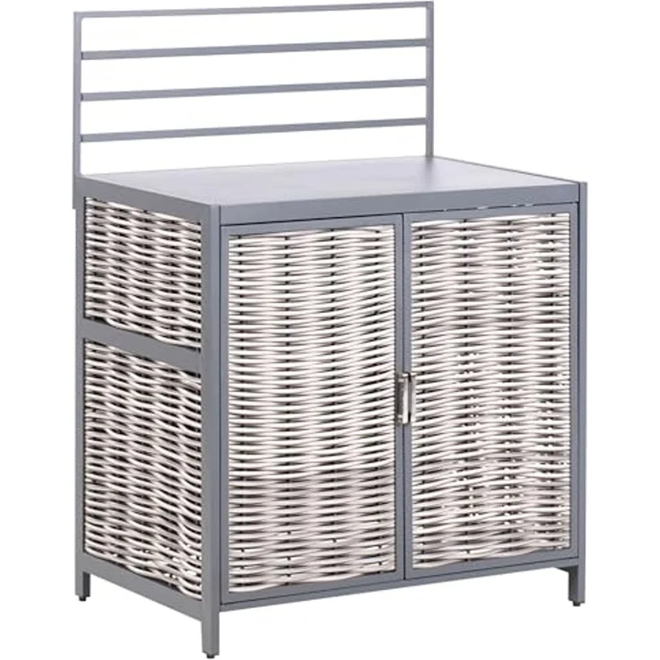 Outdoor-Küche 3er Set mit Spüle ORTISEI Metall Weiß, Grau – Bild 4