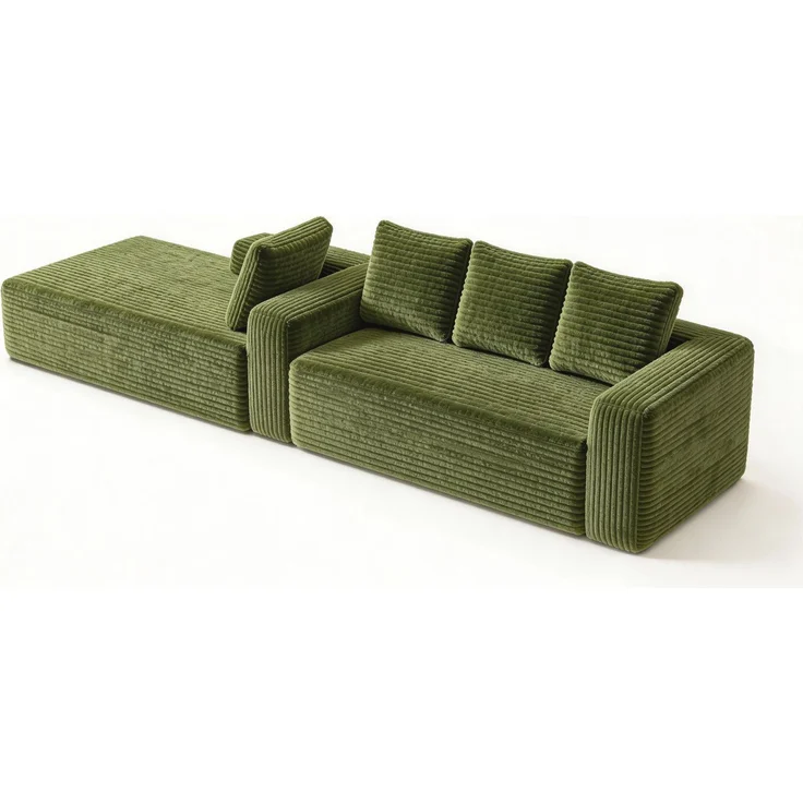 ZUBALIYA Sofa, modular kombinierbar, H 58 × T 168 × B 261 cm, Grün, Cord – Bild 20