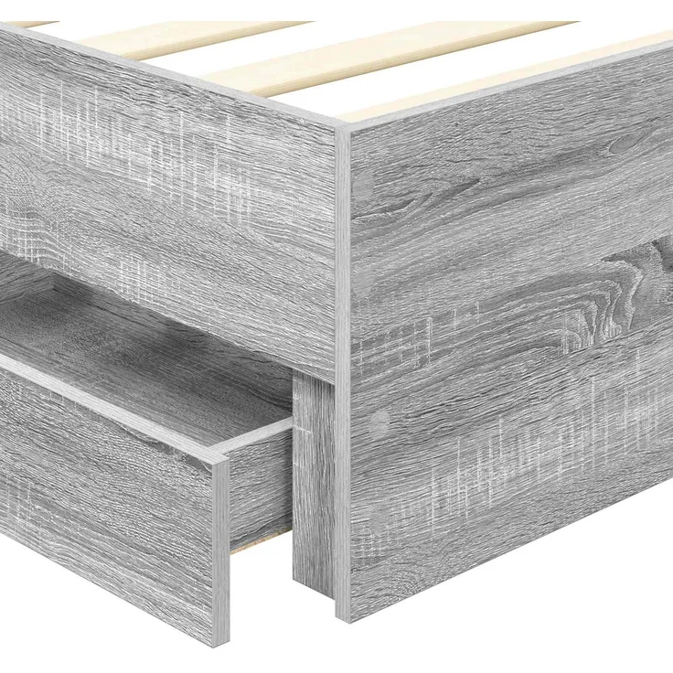 vidaXL Bettrahmen Graues Sonoma 100x200 cm Ingenieurs Holz 3411528 – Bild 10