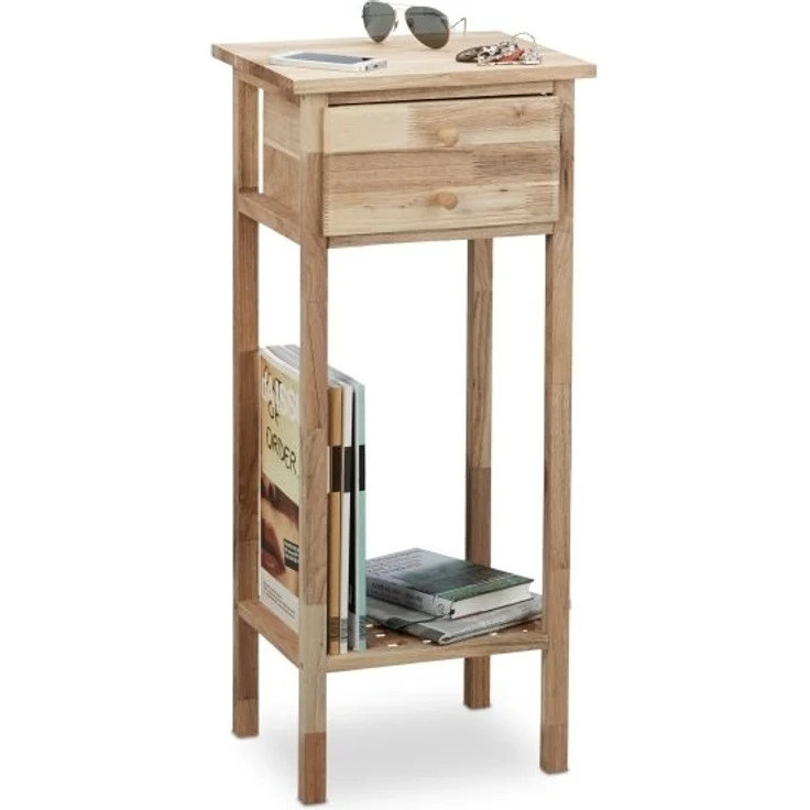 Beistelltisch Walnuss mit Schublade – Bild 1