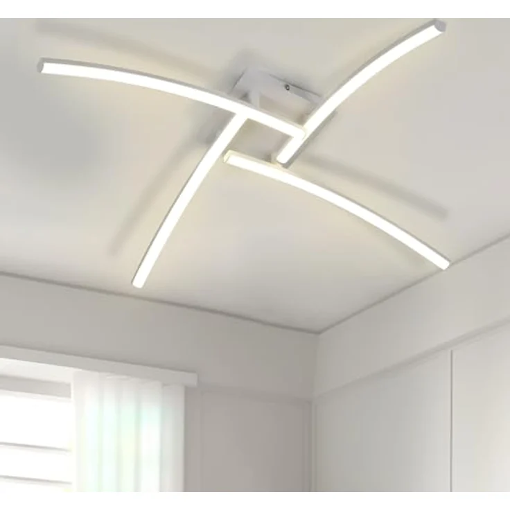 Goeco LED Deckenleuchte Innen, 24W 60 CM Acryl Deckenlampe Wohnzimmer mit 4 Fimmige, 4500 K Neutrales Licht, Moderne LED Lampen Deckenbeleuchtung für Schlafzimmer Büro Küche, Weiß – Bild 2