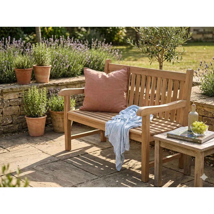 Stabile Bank Gartenbank Picadelly 120 cm in Premium Teak mit Armlehne – Bild 2