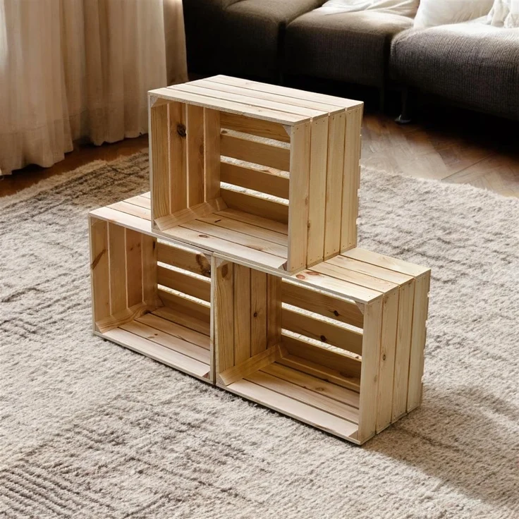 Holzkisten Obstkisten Natur 50 x 40 x 30 cm 3er Set – Bild 3