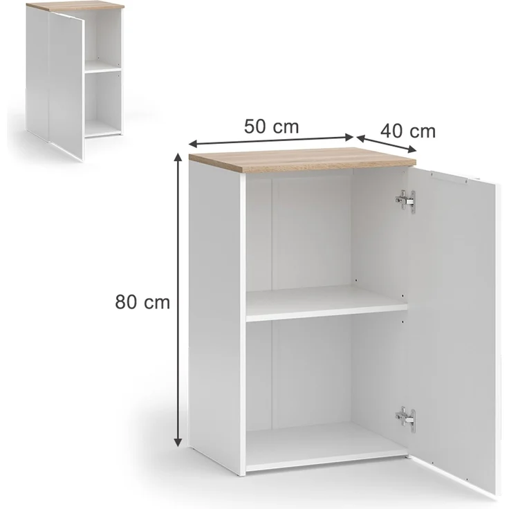 Kommode Wido Weiß 50 x 80 cm mit Regal Vicco – Bild 2