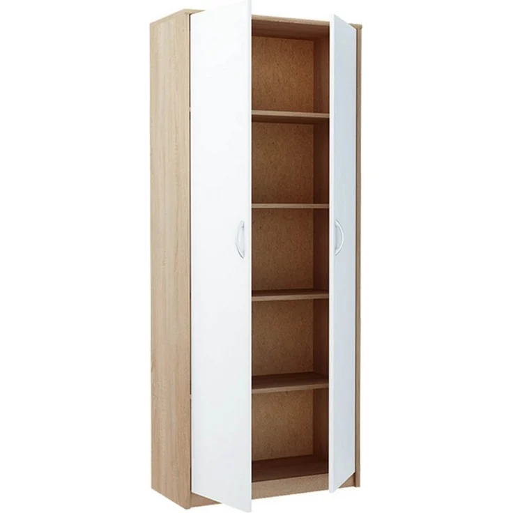 Home Collective Mehrzweckschrank Aktenschrank mit 5 Fächern Haushaltsschrank (74 cm breit aus Laminatplatte und hochwertigen Polymergriffen) in mattem Finish mit 4 Einlegeböden und 2 Türen sonoma weiß – Bild 3