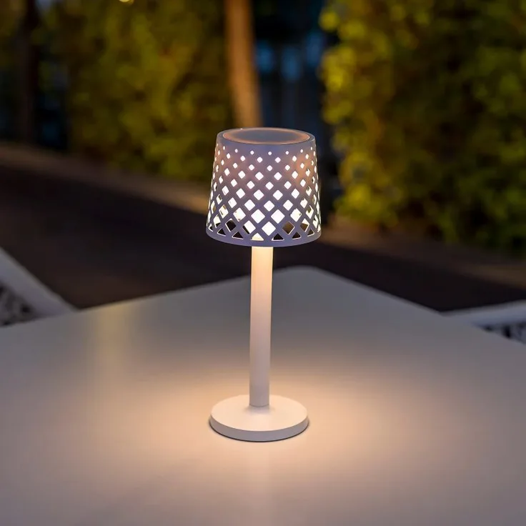 NewGarden GRETITA LED Akku-Tischlampe, kabellos mit Touchsteuerung, IP44, weiß