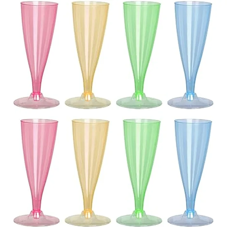 HAC24 Sektglas Plastik Sektglas 130 ml Champagnerglas Sektkelch Plastikglas, 16-tlg, Kunststoff, Wiederverwendbar