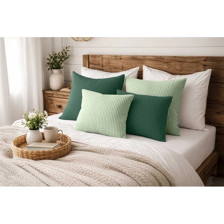 Amilian Dekokissen Sofakissen 4er Set mit Füllung - 2x 45x45 + 2x 35x45 cm, Hotelverschluss, waschbar, formstabil – Bild 1