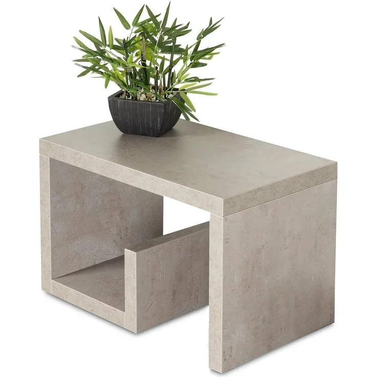 Couchtisch Gustav Betonoptik B x H x T: 59 x 37 x 36 cm Grau Holz Beistelltisch Keine Montage fest verleimt Wohnzimmertisch