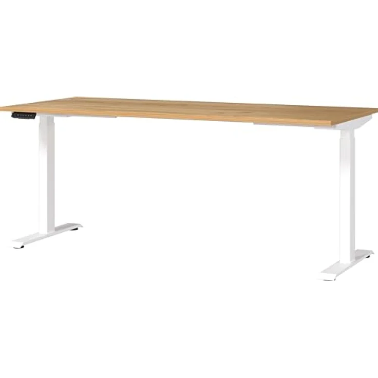 Germania Schreibtisch 7909-242, in Navarra-Eiche-Nb./Weiß, EL. höhenverstellb, 180 x 120 x 80 cm (BxHxT) – Bild 2