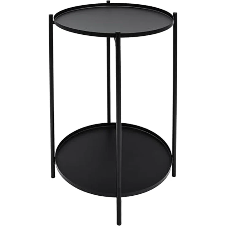 Spetebo Beistelltisch Metall schwarz rund mit 2 Ablagen - 48 x 28 cm (Anzahl, 1-St, Stück), Stabil, pflegeleicht und langlebig – Bild 7