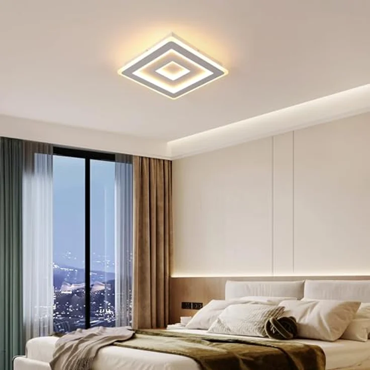 Comely LED Deckenleuchte Quadrat, Moderne Deckenlampe 52W Quadratisch LED Acryl LED Deckenbeleuchtung, LED Lampen Weiß für Schlafzimmer, Wohnzimmer, Flur, Warmes Licht 3000K, 40cm – Bild 6