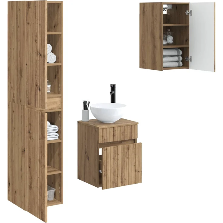 vidaXL Badezimmerschrank-Set 3 stk. Artisan-Eiche 33 x 34,5 x 160 cm 3406092 – Bild 3